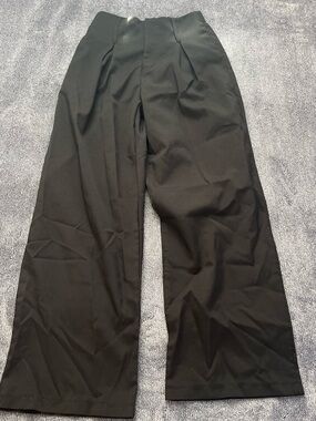 SHEIN Black High-Waist Wide Leg Trousers